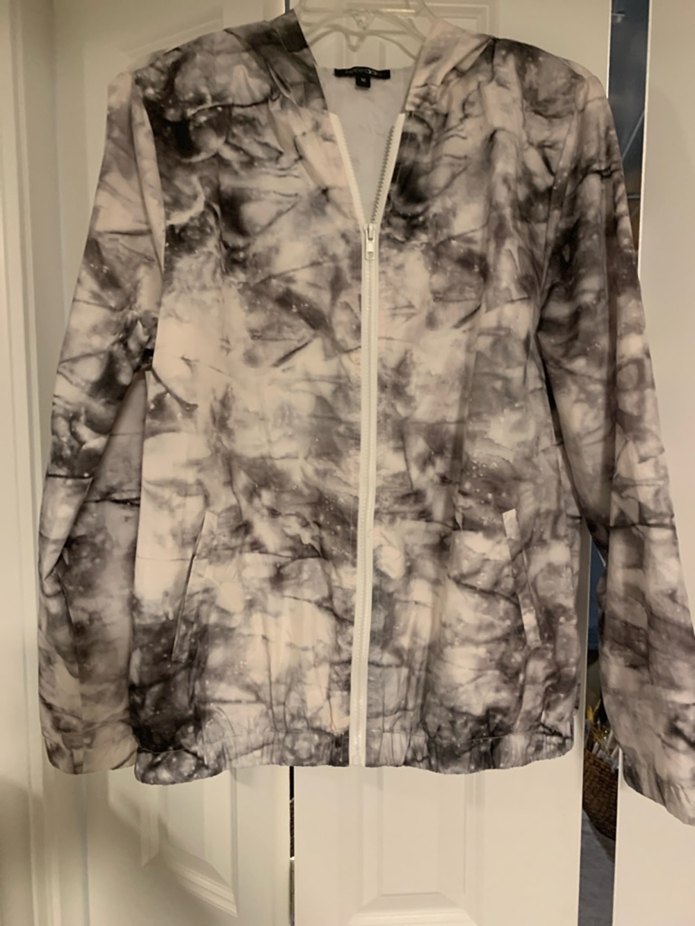 Papermoon Gray & White Marble Print Zip Hoodie Jacket